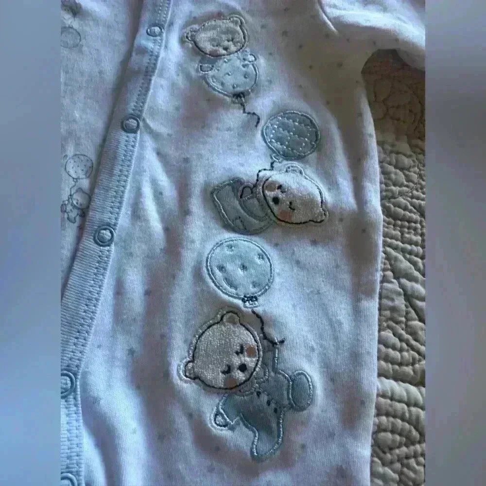 Vitamins Baby Blue Footed Sleepwear 100% Cotton Bear Design Size 3-6 Months